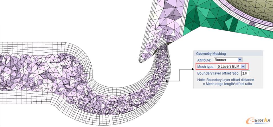 Moldex3D R14.0版本可让使用者生成高解析的棱柱形网格至五层