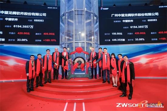 中望软件管理团队为中望软件科创板股票交易鸣锣开市