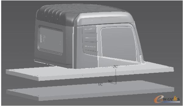 D530主模型上部加工垫板示意