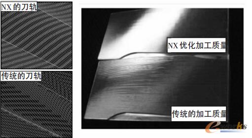 图9 传统与NX优化刀轨加工质量的比较