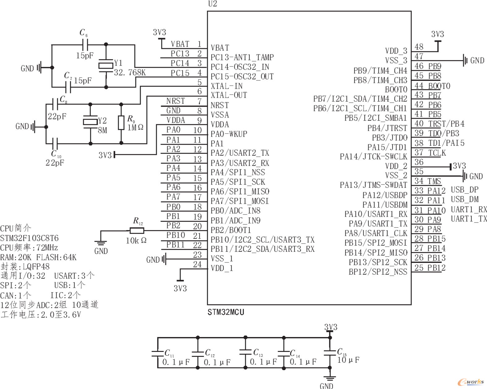 STM32单片机最小系统电路设计