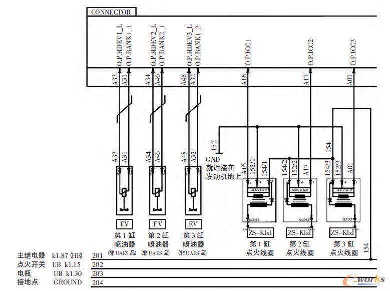 更改后的点火线圈线束原理图