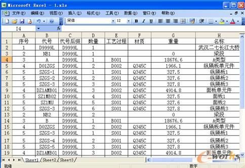 excel表格中产品的结构