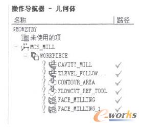 图20几何体父节组显示的各工序操作