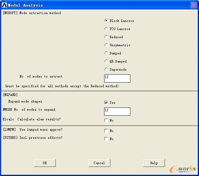 Modal Analysis对话框