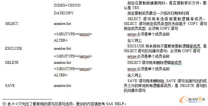DATASETS语句常用选项说明