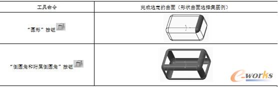  选择倒圆角曲面示例