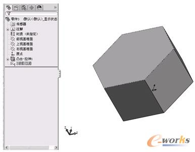 图10 生成组合曲线后的图形及其“FeatureManager设计树”