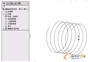 图28 生成的螺旋线及其“FeatureManager设计树”