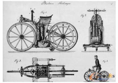 1885年Daimler和Maybach的二轮车专利图