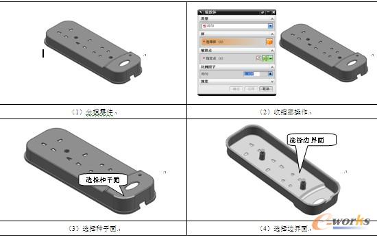 表2-1  排插手动分模思路图解