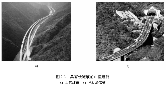 图1-1  具有长陡坡的山区道路