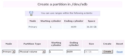 ▲  选择/dev/sdb，这是第一个SCSI硬盘