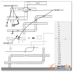 从注释比例列表中选择1∶50