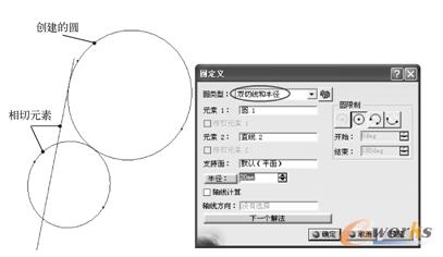 “双切线和半径”创建圆