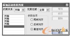 定义了4个共轴的约束关系