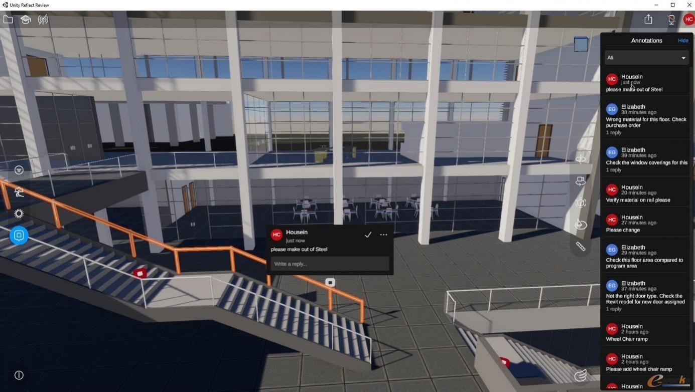 在Unity Reflect中实时查看和修改BIM建筑模型