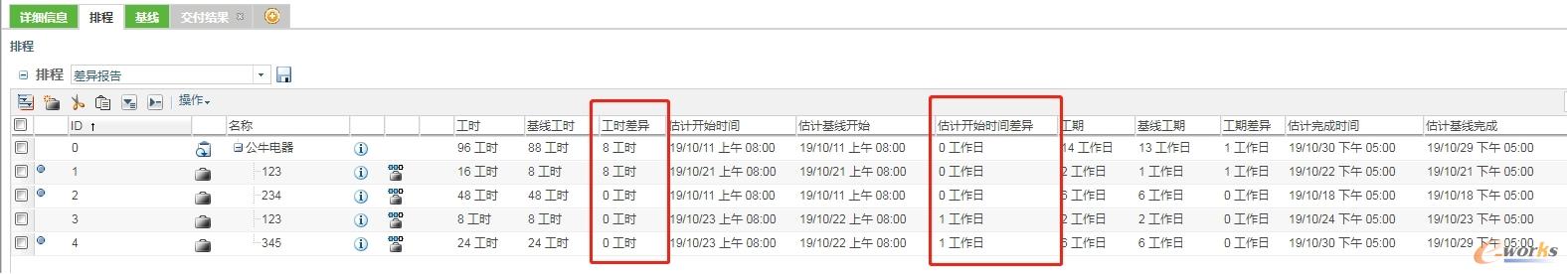 基线对比(含差异)