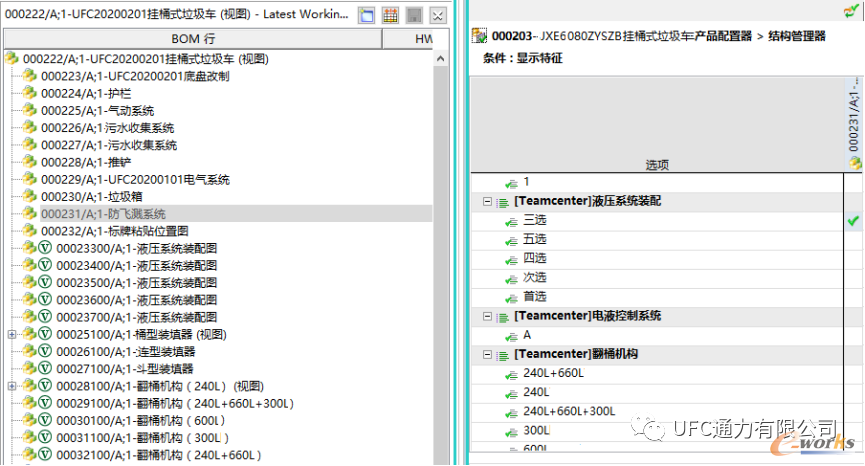 零组件对象与配置选项建立关联关系