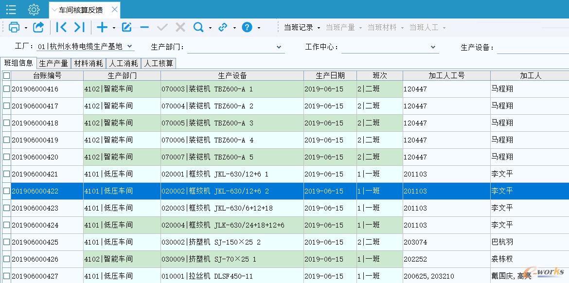车间核算反馈