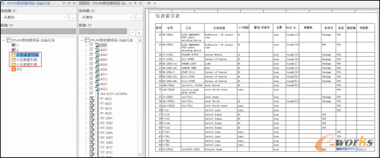 将仪表索引表输出到项目中