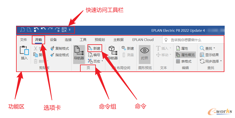 功能区的界面结构和名称对应关系