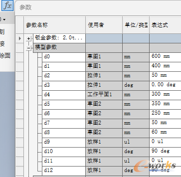 Inventor参数表中的参数