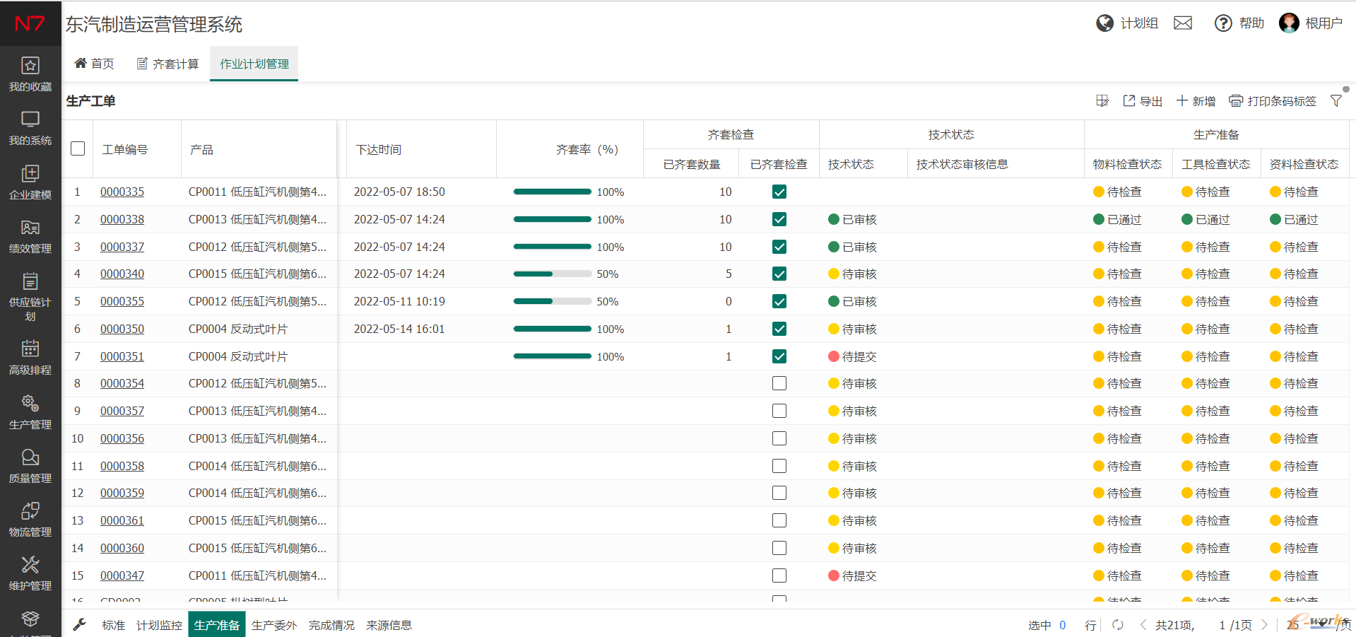 MES管控下的任务动态监测
