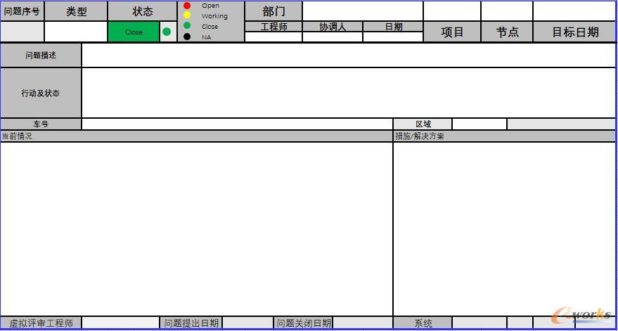 工程样车虚拟评审问题记录跟踪模板