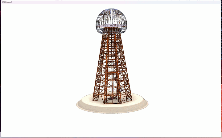 图12 SolidWorks 2013SP1工作负载模型运行状态图（带边缘着色模式下的特斯拉塔）