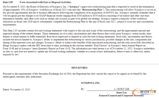 Synopsys向美国证监会披露的文件